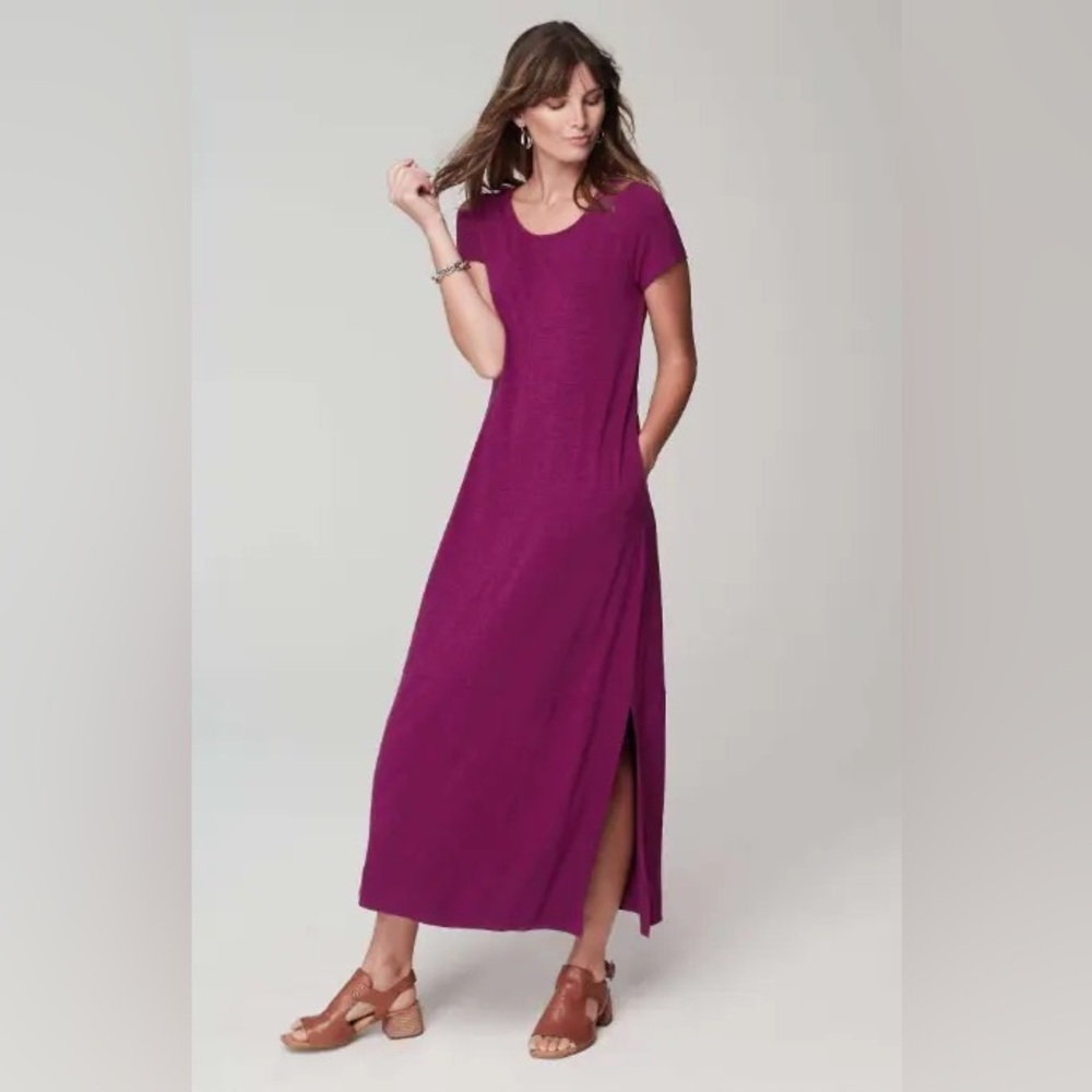 J Jill Elevated Maxi T Shirt Dress Petite Used Like New Purple